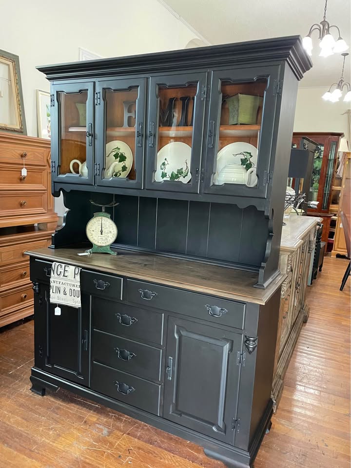 Tell City Solid Maple Black Hutch