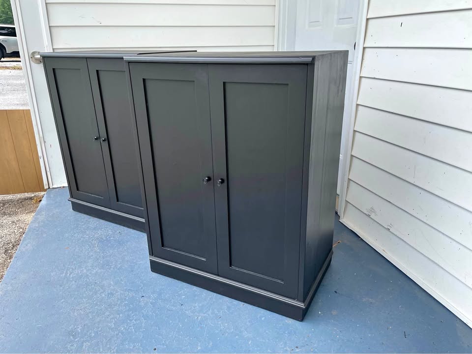 Pair of Matching Black Storage Cabinets
