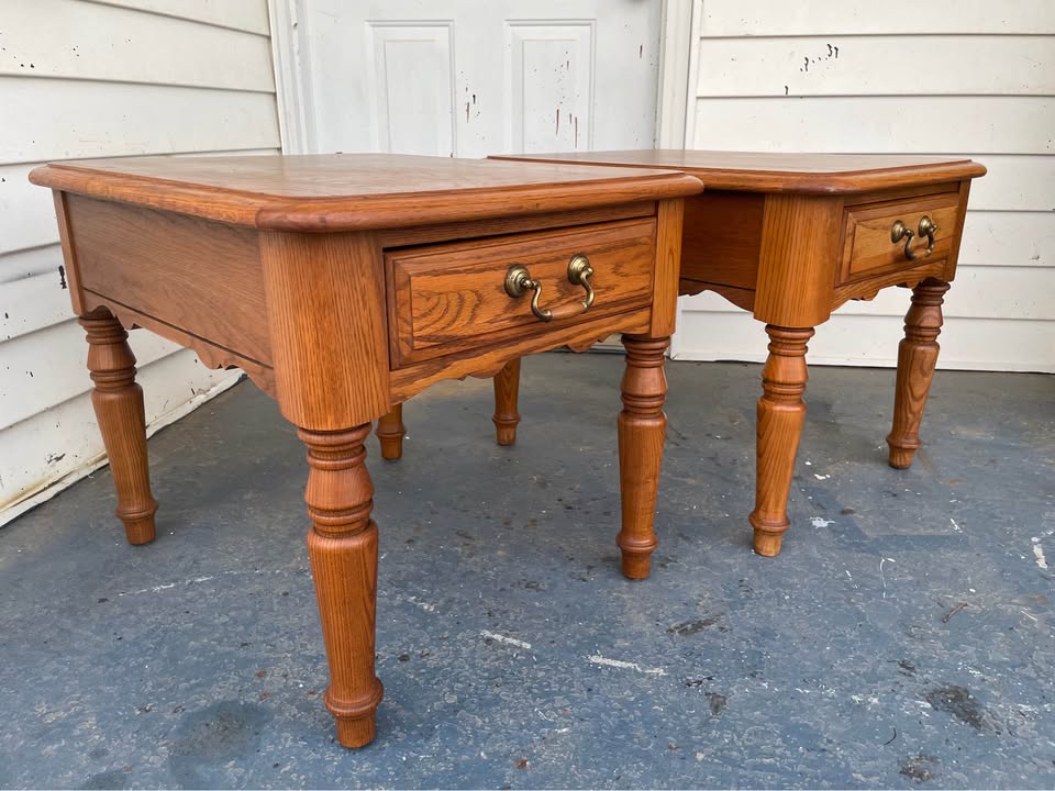 Pair of Broyhill Premier Collections Oak End Tables