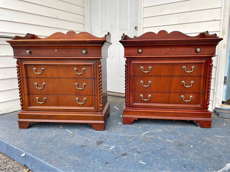Pair of Oversized Lexington Wood Nightstands