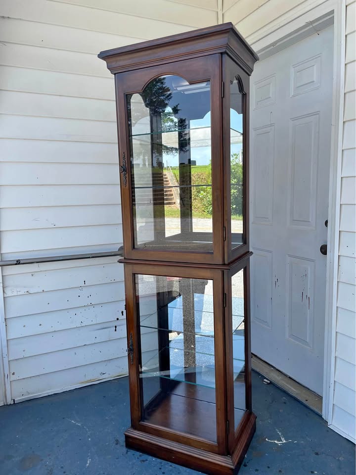 Solid Wood Curio Cabinet with Shelves