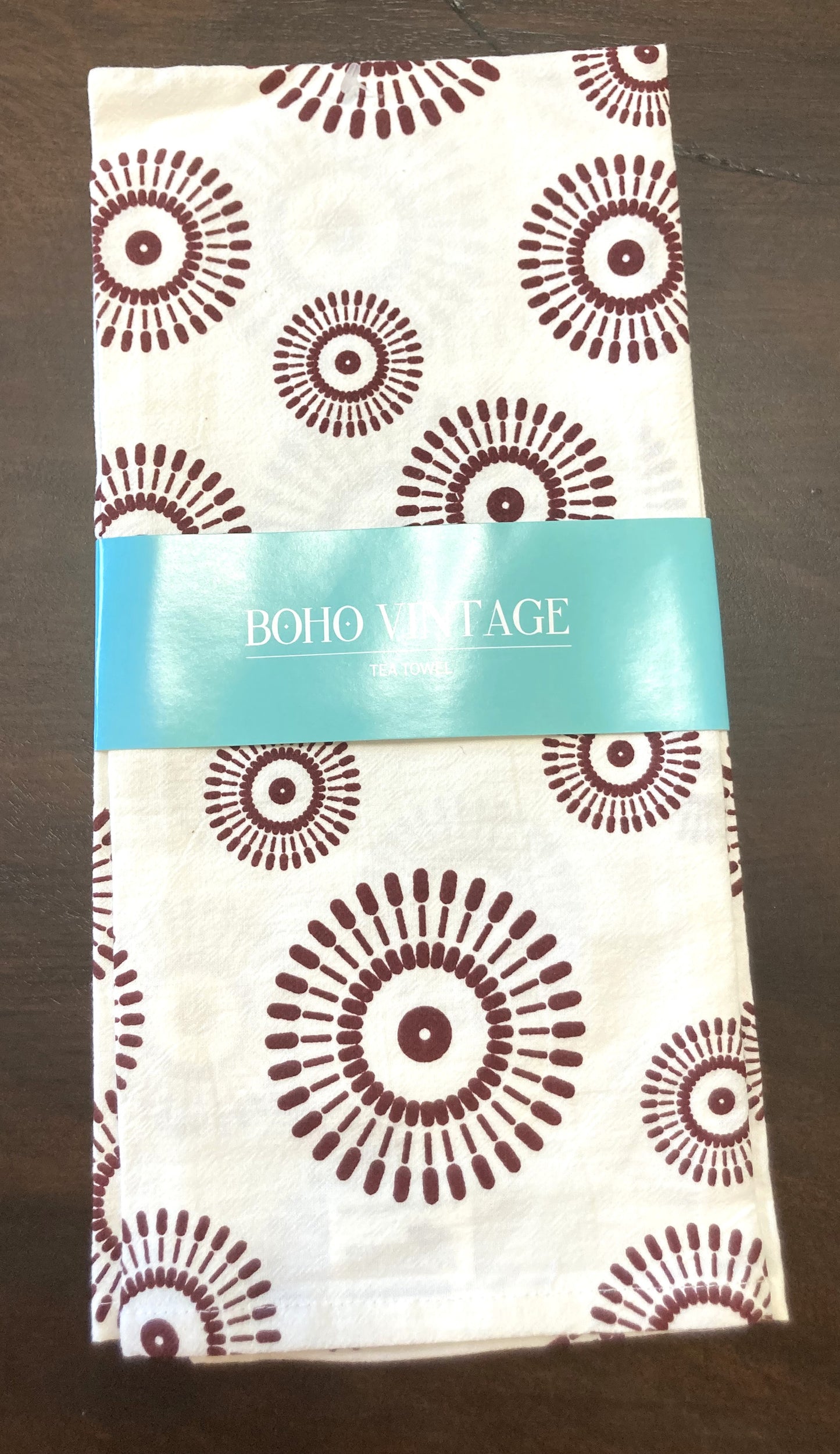 Cotton Tea Towel - Boho Design - Circles