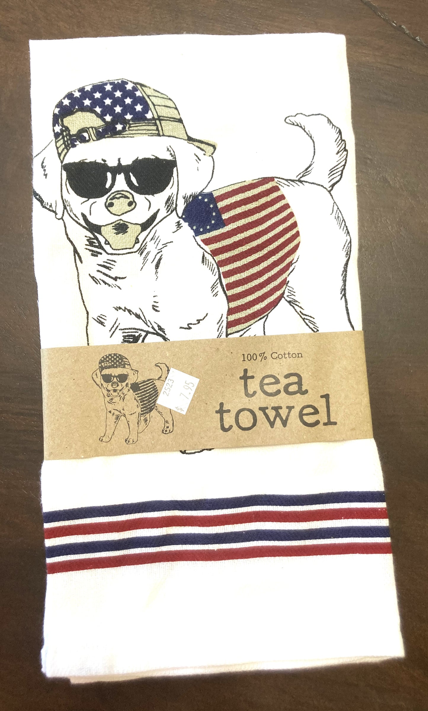 Cotton Tea Towel - Dog & Flag