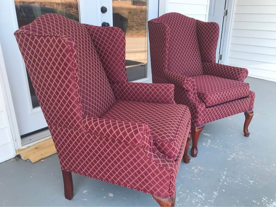 Pair Wingback Rowe Furniture Armchairs