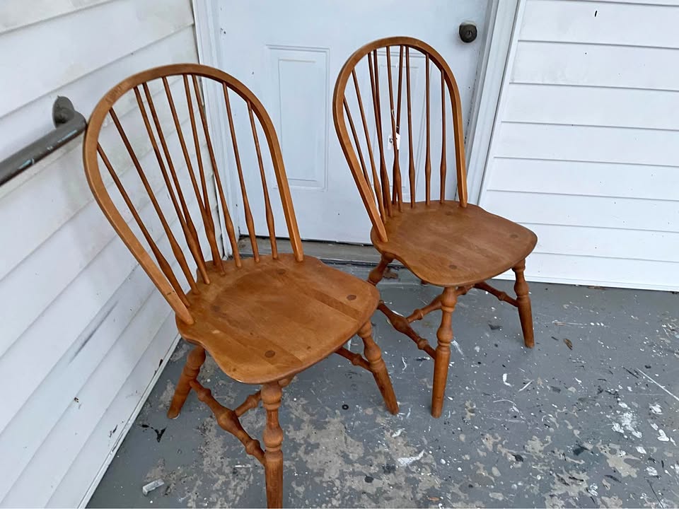 Pair of Vintage Pine Chairs