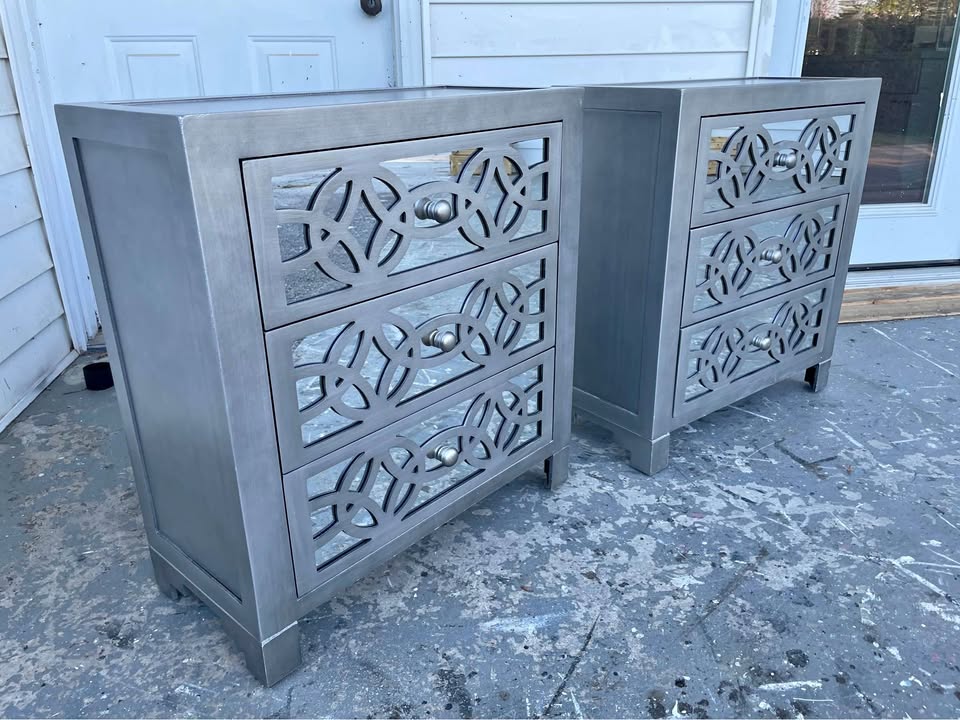 Pair of Mirrored Nightstands/Cabinets