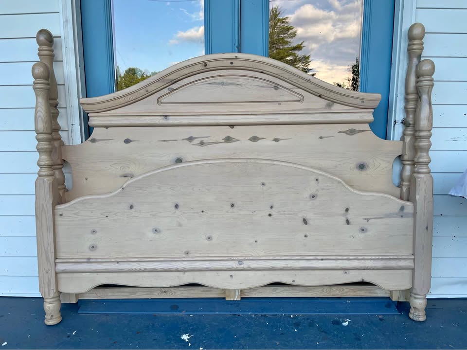 Light Pine Wood King Headboard and Footboard Set