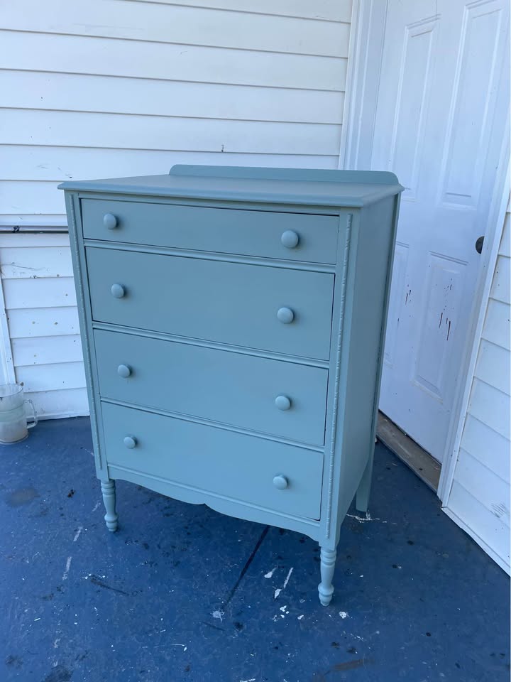 Sage Green 4-Drawer Wooden Chest