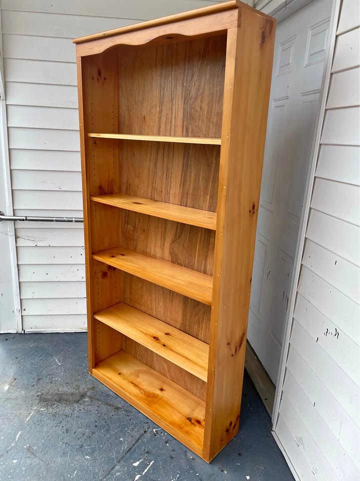 Solid Pine Wood Bookcase with Adjustable Shelves