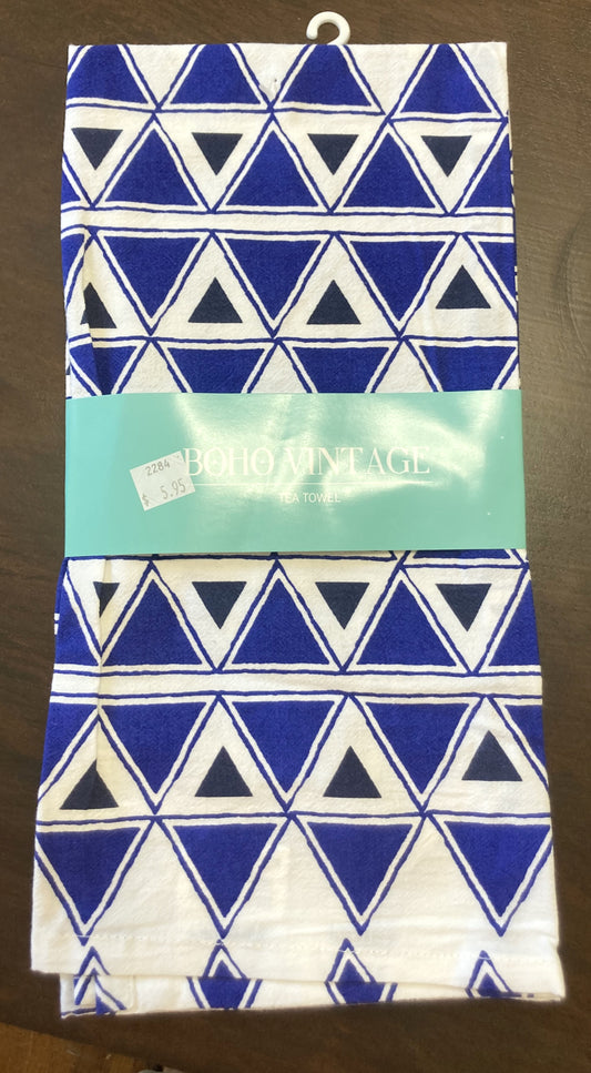 Cotton Tea Towel - Boho Design Blue