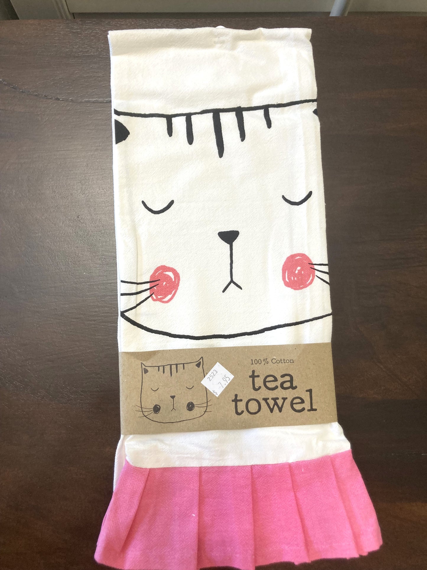 Cotton Tea Towel - Pink Kitty