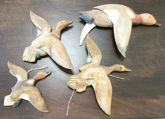 Carved Wooden Flying Ducks