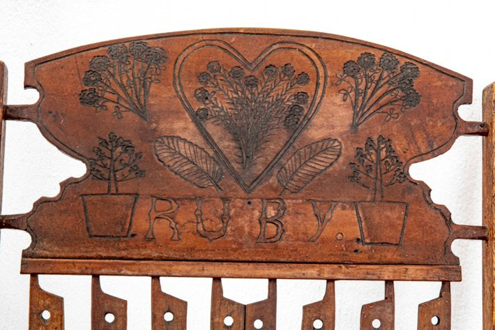 Handmade Oak Rocking Chair w/ Floral Motif